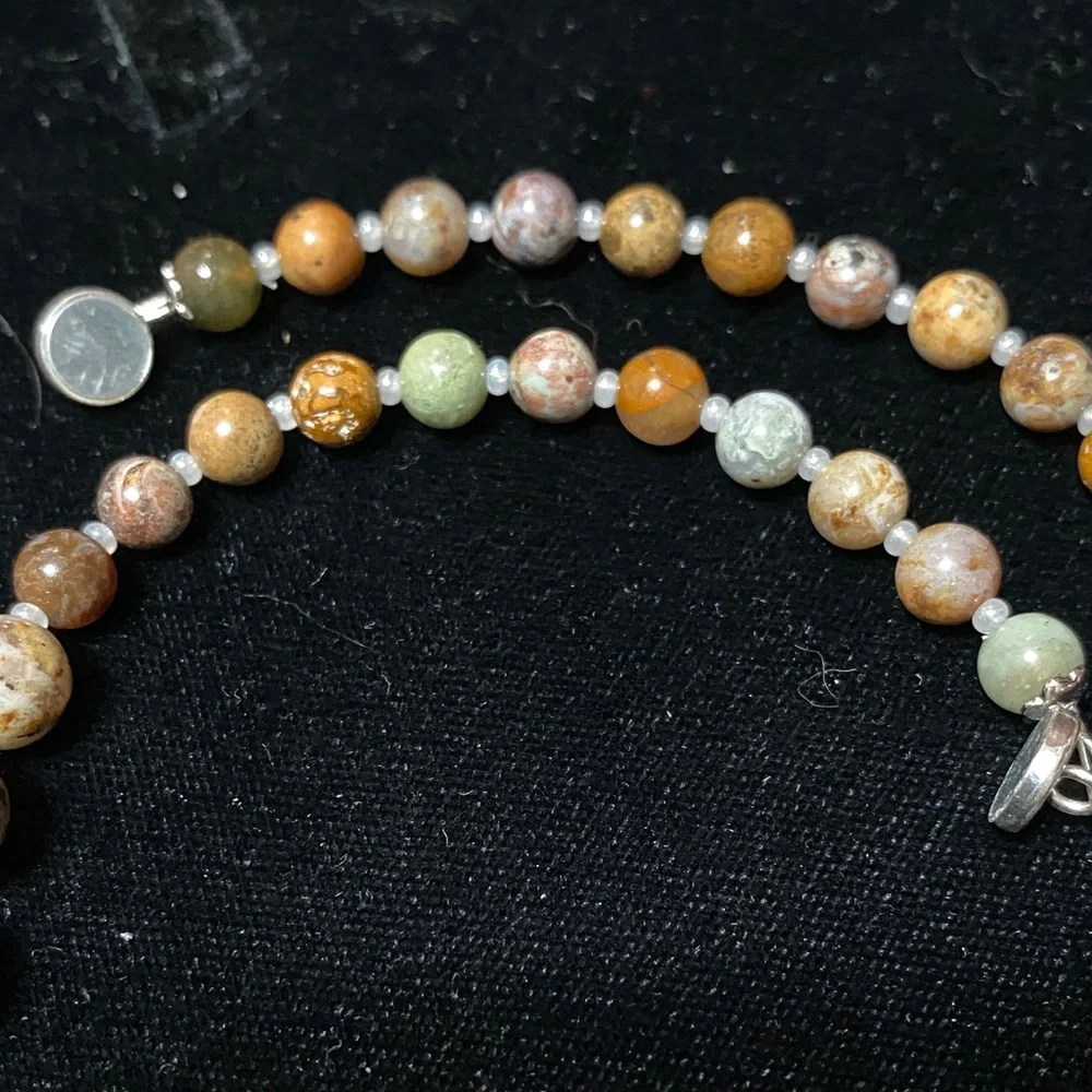 Artisan Natural African Green Opal gemstone silver magnetic clasp necklace